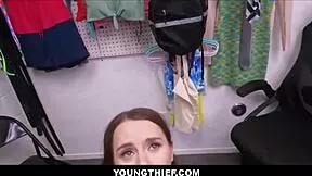cute petite teen shoplifter caught by mall cop, agrees to suck and fuck his big cock for no charges - sia wood and dorian del isla