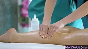 sweet teen 18+ massages hot babe's pussy after body rub