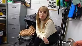 Caught busty hottie fucking with stolen toys at work?