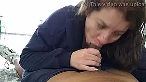 my stepsister is sucking my cock on the terrace, what a naughty taboo moment!