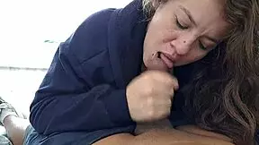 my stepsister is sucking my cock on the terrace, what a naughty taboo moment!