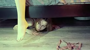 Stepmom Shares Bed with Stepson While Stepsister Hides Underneath in Secret