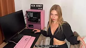 Blonde teasing for you on camera