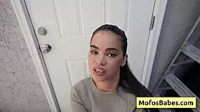 Sucking huge dick deep in shaved pussy