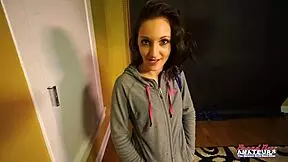 Skinny coed ryann gives footjob and gets twat fingered.