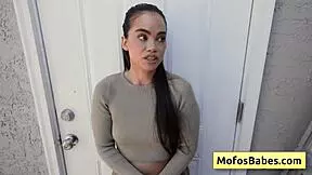 Sucking huge dick deep in shaved pussy