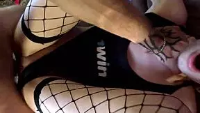 beautiful woman experiences intense pleasure loudly