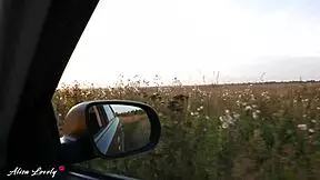 horny taxi driver fucks blonde amateur bent over by car at sunset