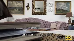 Blue-eyed housewife rides dick to pay off debt in provocative pov