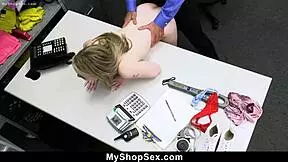 Sexy teen thief falls for officer's will and gives in.