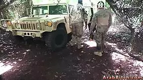 hey muslim guy, fuck that white girl in the army uniform outdoors