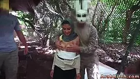 hey muslim guy, fuck that white girl in the army uniform outdoors