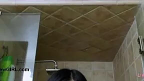 The Petite Brunette Asian Teen Model Enjoys A Sensual Bath In The Casting Room