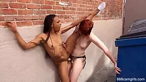 prison guard sneaks hardcore action behind dirty dumpster