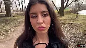 Girl Gets Facial Cumwalk Through Park in Leather Boots Shocking Everyone
