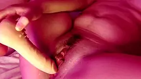 Latina girl masturbating with dildo in bedroom 😍