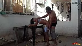 Fucking the babysitter's ass in the backyard?