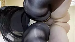 In the kitchen, my fat girlfriend and I enjoy doggy style sex.