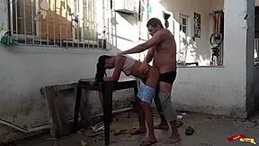 Fucking the babysitter's ass in the backyard?