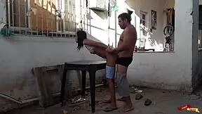 Fucking the babysitter's ass in the backyard?