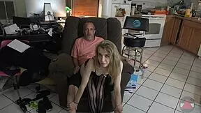 Babe In Thong And Garter Belt Gets Spanked During Thighjob Fucking, Cumshot On Panties