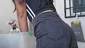 mexicana banged while washing clothes