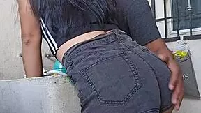 mexicana banged while washing clothes