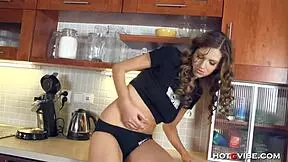 Young Housewife Squirts Wildly in the Kitchen Using Her Favorite Vibrator. So Wet!