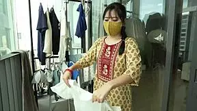 indian cute maid feels horny while working close up