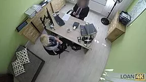 Marvelous teen 18+ strips down in office, spreading tiny legs for loan cash on hidden cam.