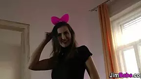 sexy teen 18+ rubs her pussy while wearing stockings and shoes