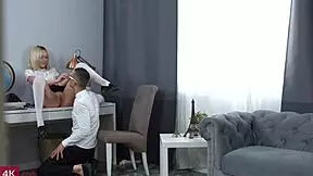 Ever seen a nerd dive into anal with a slim blonde babe?