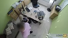 Marvelous teen 18+ strips down in office, spreading tiny legs for loan cash on hidden cam.