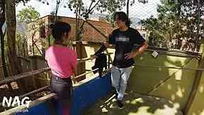 Cindy luna learns cardio from gym trainer in submissive session