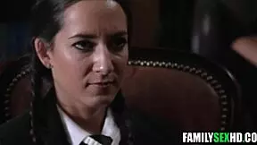 Adams Step Family Foursome: Mature Brunette And Blonde Milfs Engage In Lesbian Sex With Teacher Parody