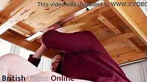 ellie and victoria milk a guy's cock, covering their uniforms in cum