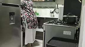 My step-nephew sneaks a quick fuck in the kitchen