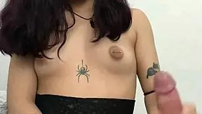 My horny stepsister catches me dreaming erotically and wakes me with an amazing blowjob.