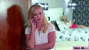 Old milf Christie gets rimmed and fingered by young blonde stepdaughter, mixing kisses with face sitting.