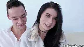 petite wife nicole black rides dick beside cuck husband