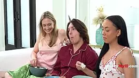 Virgin Guy Feels Overwhelmed by Horny Step Family Desires.