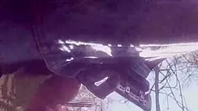 Real outdoor deepthroat blowjob caught behind the scenes