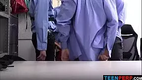 Teen perp gets blackmailed into officers' hardcore gangbang in office