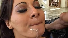 sandra romain takes a monster cock in her shaved pussy and ass
