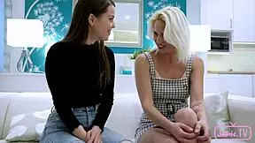 Incredible trio of horny brunettes and blondes in bisexual 3some with blowjobs and fucking! 😈