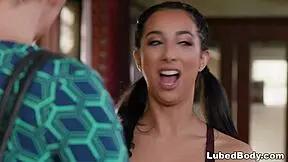 Lesbian Teacher Surprised by Student in Massage Shop! Ryan Keely and Kiarra Kai Engage in Oral Action