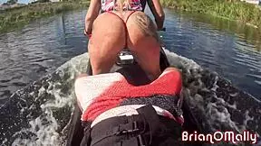 Stephanie Love gets roughly fucked on a jet-ski by Brian Omally in this wild POV scene.
