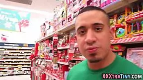 Petite teen gets cum dumped after blowjob on monster cock 😍