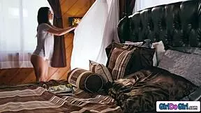 Evil twin traps petite Asian lesbian in a mirrored domination game