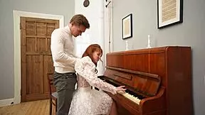 My Cute Redhead Piano Teacher Fucks Me Instead of Lessons, Her Moans Filling the Room During Quickie.